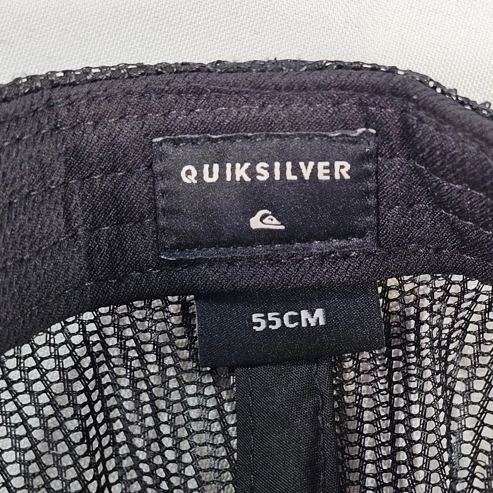 Quiksilver Mens Camo Trucker Hat Mesh Snapback Cap Black Green 55cm